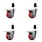 Service Caster 3.5'' Red Poly Swivel 1-1/2'' Expanding Stem Caster Set Total Lock Brake, 4PK SCC-EXTTL20S3514-PPUB-RED-112-4 - alternate 1